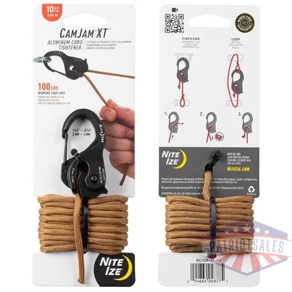 CamJam XT Aluminum Rope Tightener w/ 15' Paracord