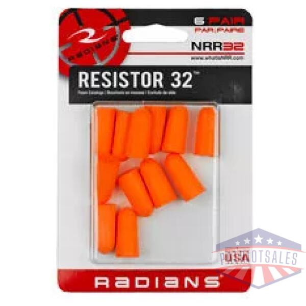 RADIANS RESISTOR EARPLUG 6 PAIRS