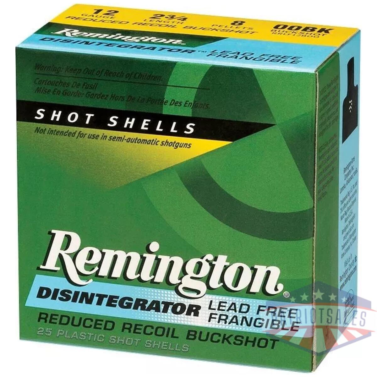 Rem-20642cs - disintegrator 12 gauge 2 3/4'' 00 buckshot 8 pellets (3 dram eq. ) - rem 20642cs