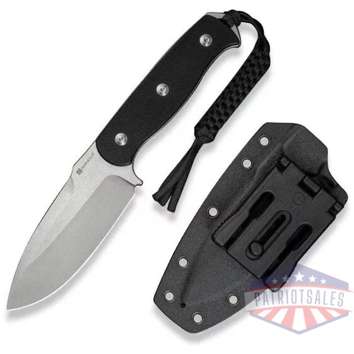 Sn-s24036-1 - toxodon fixed blade knife 4. 57"" satin 9cr18mov drop point plain edge blade, black g10 handle & kydex sheath - sn s24036 1