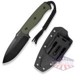 Toxodon Fixed Blade Knife 4.57"" Black 9Cr18MoV Drop Point Plain Edge Blade, OD Green G10 Handle & Kydex Sheath