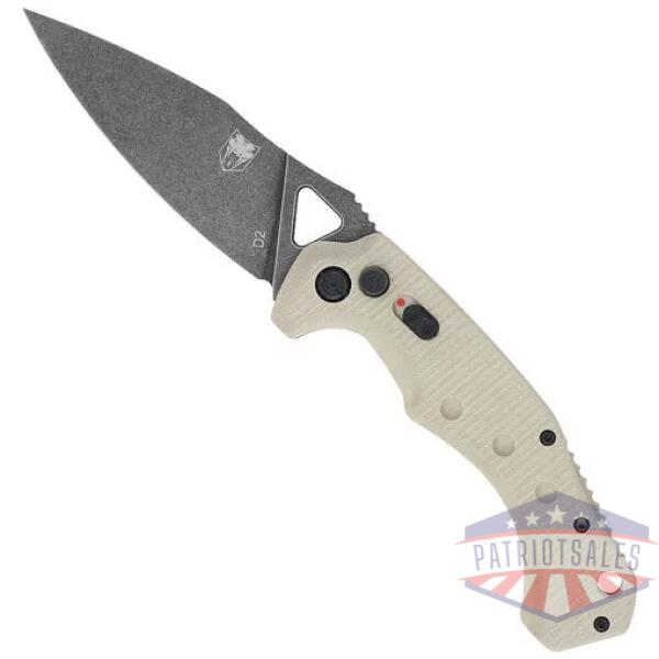 COBRATEC RYKER AUTO FOLDER - 3.75" TAN/BLACK STNWSH D2 BLD