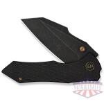 WEKNIFE High-Fin XL Thumb Stud Knife Diamond Patterned Black Titanium Handle (3.48"" Black Stonewashed CPM 20CV Blade) WE24010-1