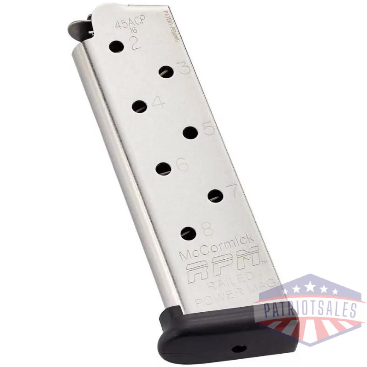Chip mccormick railed power handgun magazine stainless (rpm). 45 acp 8/rd - image 1