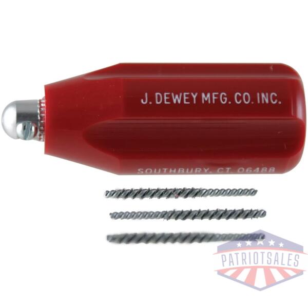 J. Dewey Shotgun Port Cleaning Tool Handle with Replacement Stainless Steel Brushes