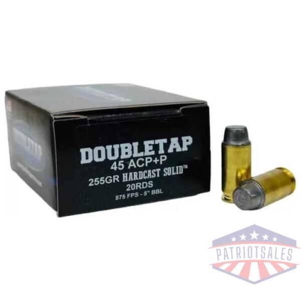 Double Tap Hardcast Solid Handgun Ammunition .45 Auto(+P) 255gr SWC 875 fps 20/ct