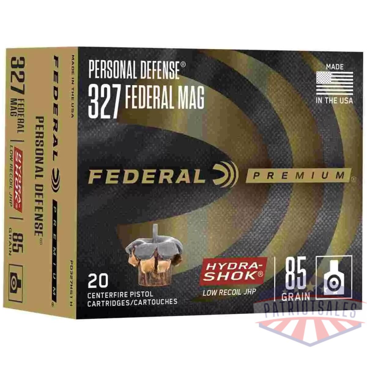 Federal premuim personal defense handgun ammunition. 327 mag 85 gr jhp 1400 fps 20/box - image 1