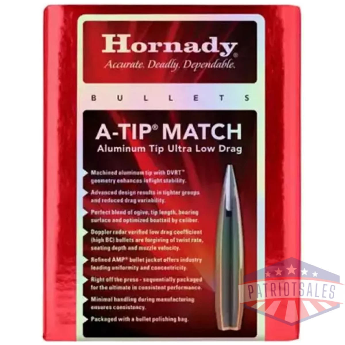 Hornady a-tip match rifle bullets sequential 6. 5mm. 264" 153 gr (1-8") 500/ct - image 1