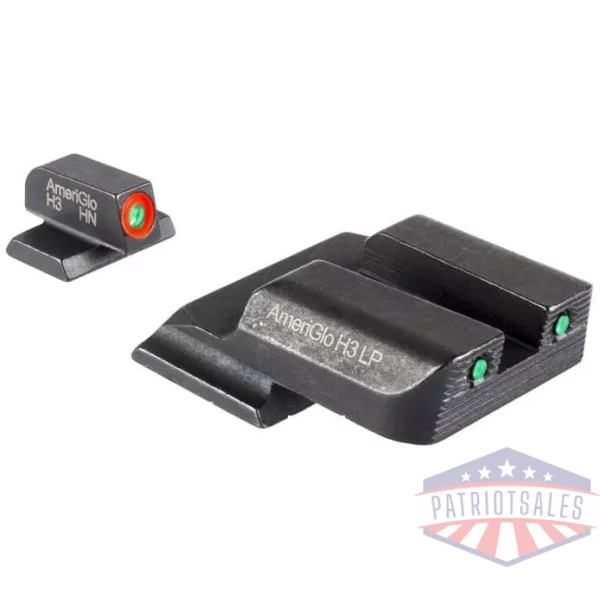 Ameriglo Trooper Tritium Handgun Sight Set for S&W M&P (Excludes .22/.380/Shield/EZ/Pro) Green Rear Green with Orange Front