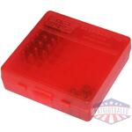 MTM Flip Top Ammo Box for 9mm Luger/.380 ACP 100rd Clear Red