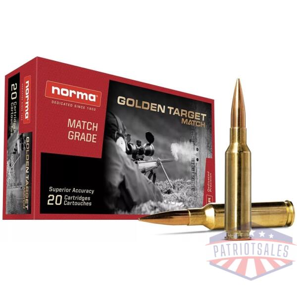 Norma Golden Target Match Rifle Ammunition 6.5 Creedmoor 143gr BTHP 2723 fps 20/ct