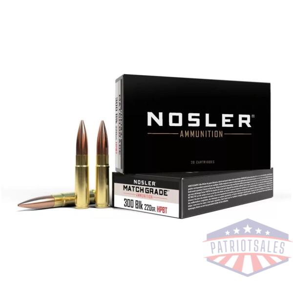 Nosler Match Grade Suppressor Ready Subsonic Rifle Ammunition 300 Blackout 220gr 1020 fps 20/ct