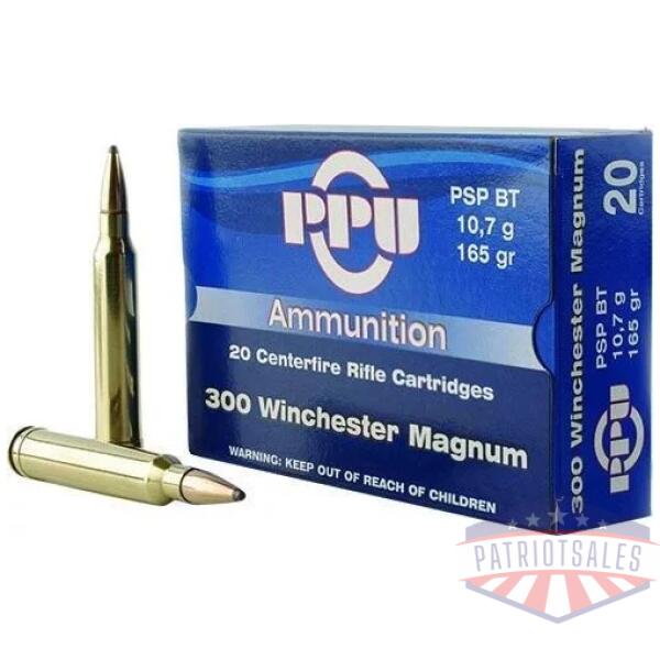 PPU Rifle Ammunition .300 Win Magnum 165 gr SPBT 3050 fps 20/ct