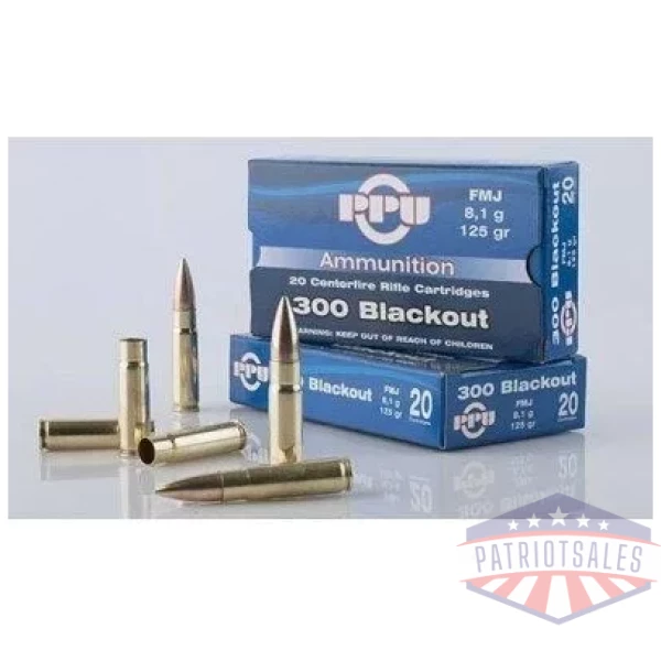PPU Standard Rifle Ammunition .300 AAC Blackout 125 gr HPBT 1340 fps 20/ct