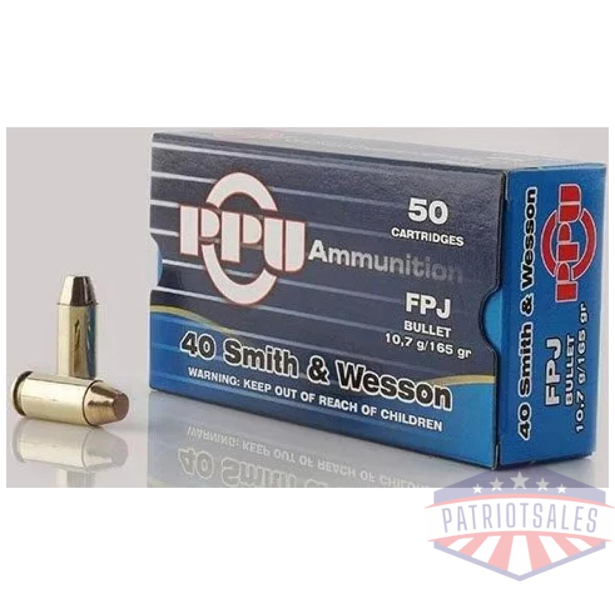 Ppu handgun ammunition. 40 s&w  165 gr fpj  1541 fps 50/ct - image 1