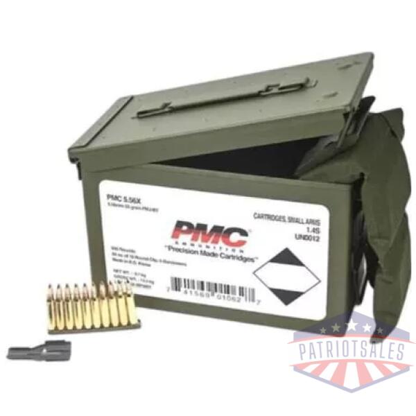 PMC Rifle Ammunition 5.56mm 55 gr FMJ 3120 fps 840/ct W/Bandoleer 840 Metal Box (2-Metal Boxes 1680/ct Total)