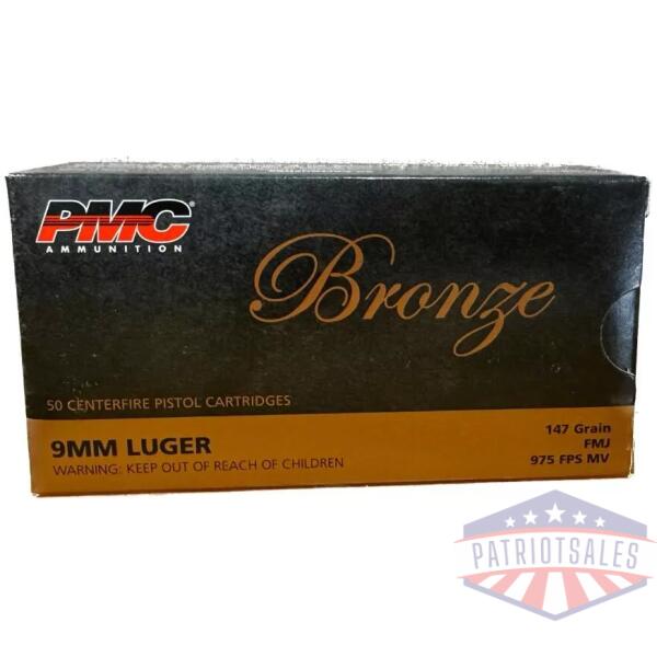 PMC Bronze Handgun Ammunition 9mm Luger 147gr FMJ 975 fps 50/ct