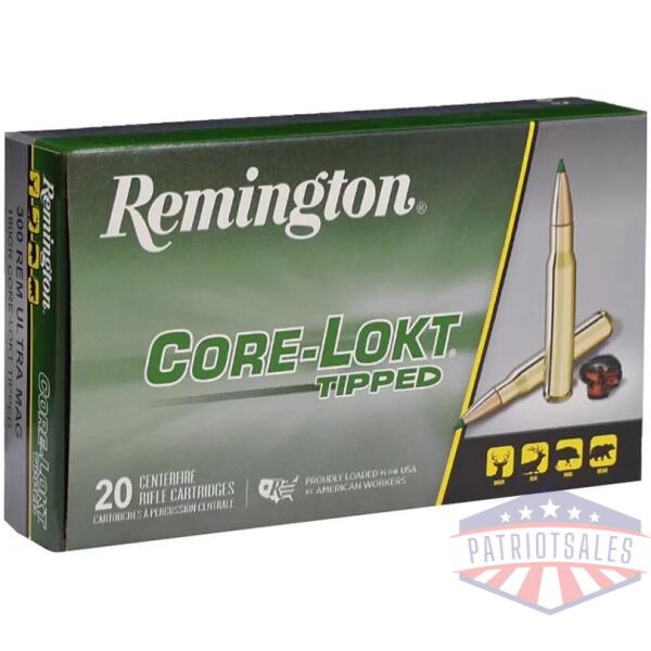 Remington Core-Lokt Tipped Rifle Ammunition 300 Rem Ultra Mag 180gr  PT 3150 fps 20/ct