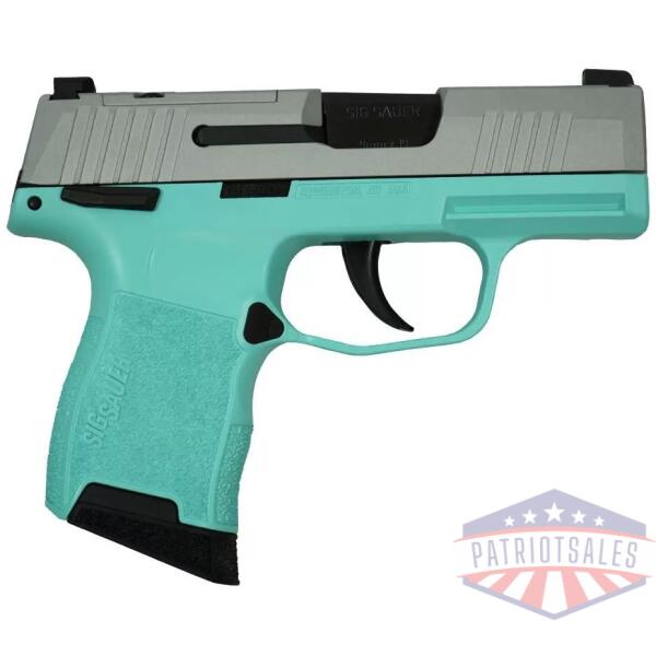 Sig Sauer "Silver Slide/Robin's Egg Blue Frame" P365 Optic Ready Handgun 9mm Luger 10rd Magazines(2) 3.1" Barrel X-RAY 3 Sights Manual Safety