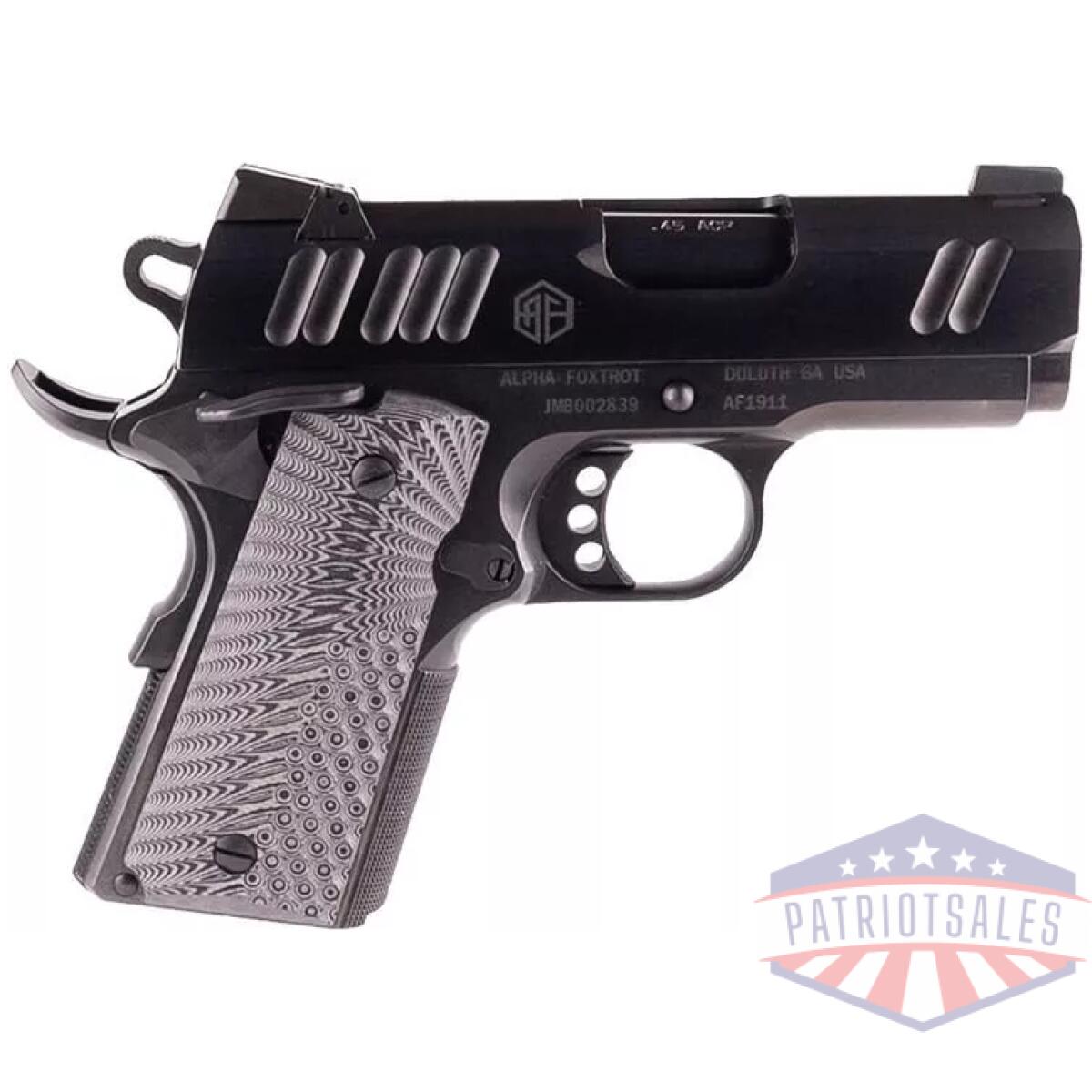 Alpha foxtrot af1911 70 series handgun. 45 acp 7rd magazine 3. 25" barrel black novak sights - image 1