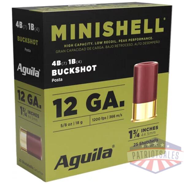AGUILA MINI-SHELL 12GA 1.75" - 7-#4 & 4-#1 BUCK 25RD 10BX/CS