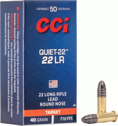CCI QUIET 22LR 40GR LEAD-RN - 710FPS 50RD 100BX/CS
