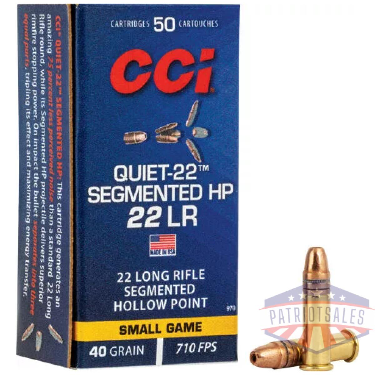 A970_1 - cci quiet 22lr 40gr segmented - hp 710fps 50rd 100bx/cs - a970 1