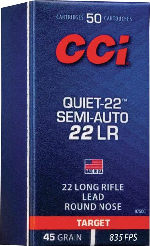 CCI QUIET SEMI-AUTO 22LR 45GR - LEAD-RN 835FPS 50RD 100BX/CS