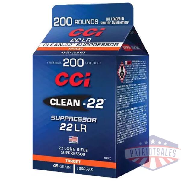 CCI SUPPRESSOR CLEAN 22LR 45GR - LEAD-RN 1000FPS 200RD 10BX/CS