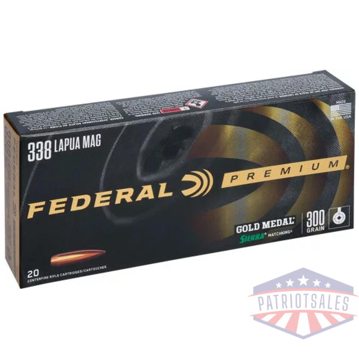 Federal gold medal 338 lapua - mag 300gr match 20rd 10bx/cs - image 1