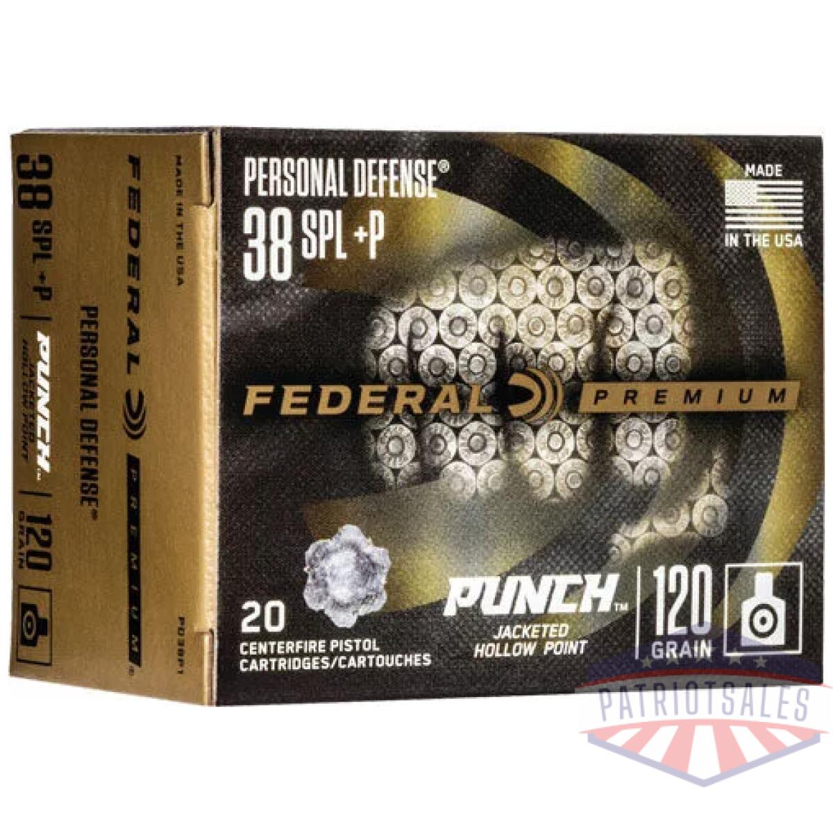 Federal punch 38 special +p - 120gr jhp 20rd 10bx/cs - image 1