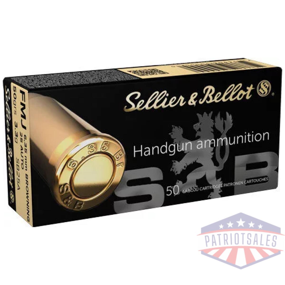 S&b 25 acp 50gr fmj-rn - 50rd 40bx/cs - image 1