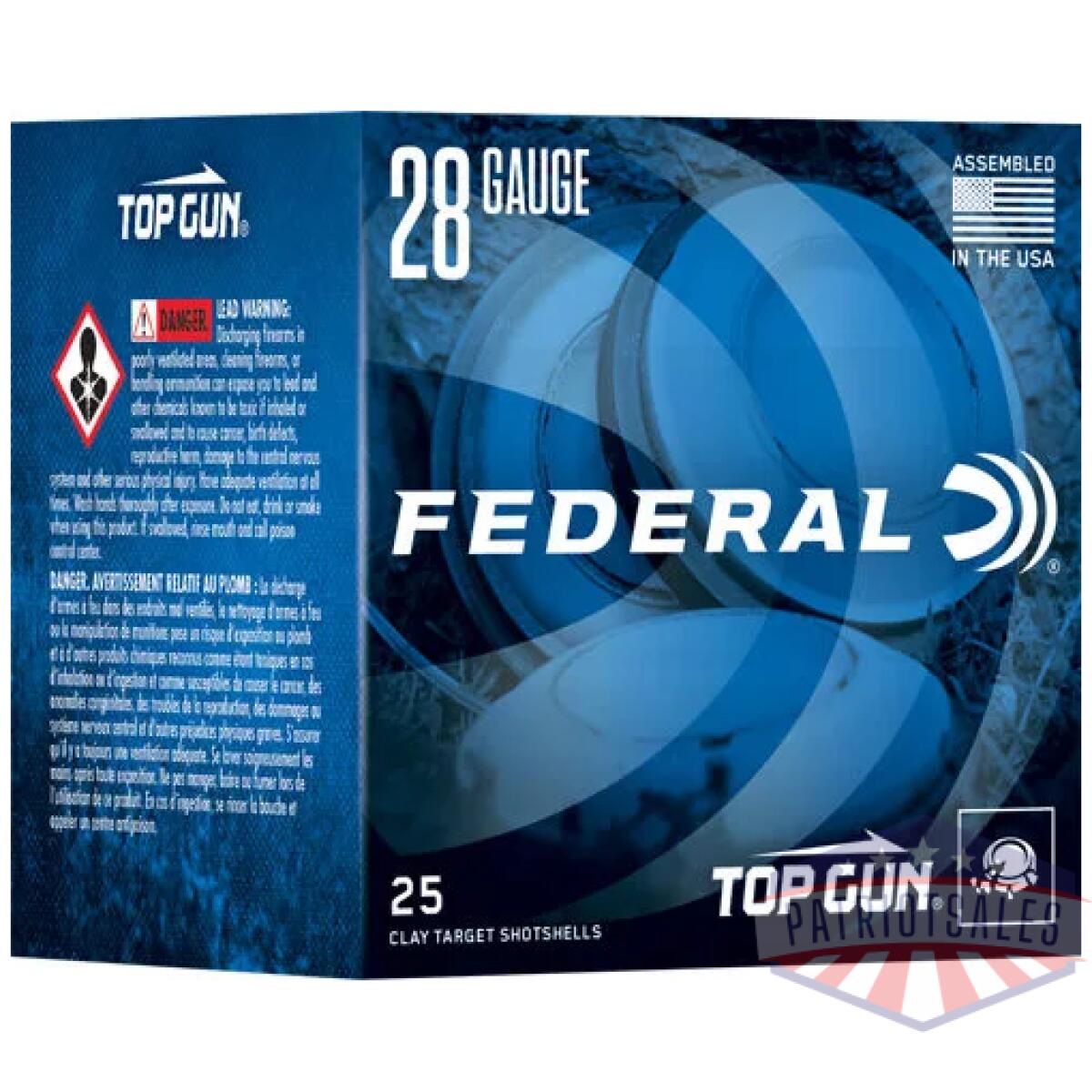 Atgs28218 - federal top gun 28ga 2. 75" 3/4 - oz #8 1330fps 250rd case lot - atgs28218