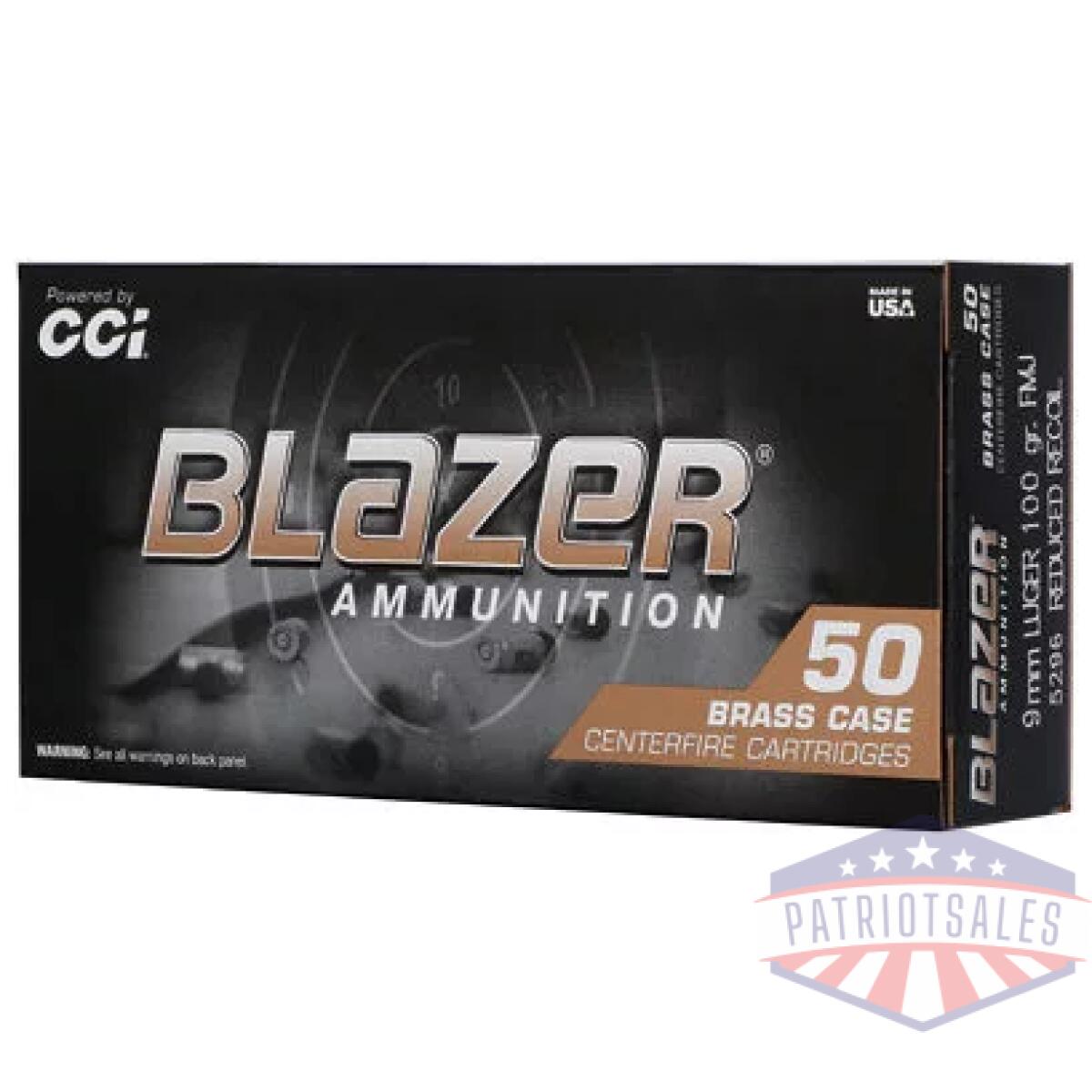 Cci5296_1 - cci blzr brass 9mm 100gr fmj 50/1000 - cci5296 1