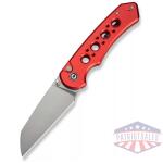 CIVIVI Pragma Prime Thumb Stud & Button Lock Knife Red Aluminum Handle (3.49"" Stonewashed 14C28N Blade)
