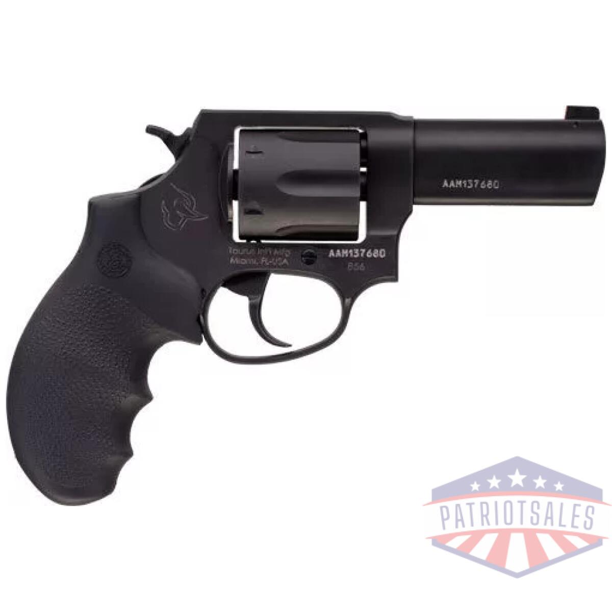 G285631ns - taurus 856 38spl 3" ngt sgt - matte black rubber - g285631ns