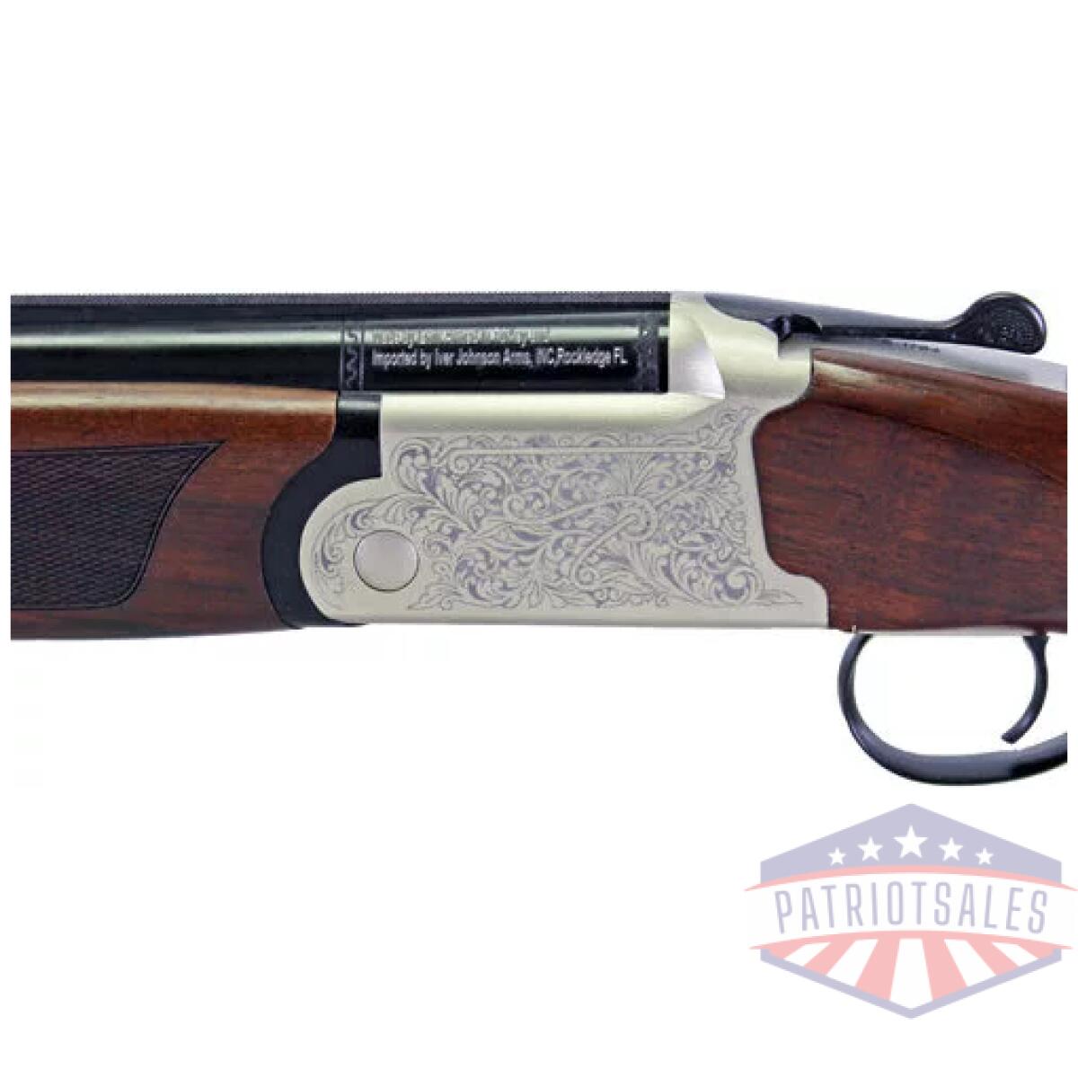 Gij60020lw26s_engraving - iver johnson 600lw o/u 20ga 3" - 26"vr silver black walnut - gij60020lw26s engraving