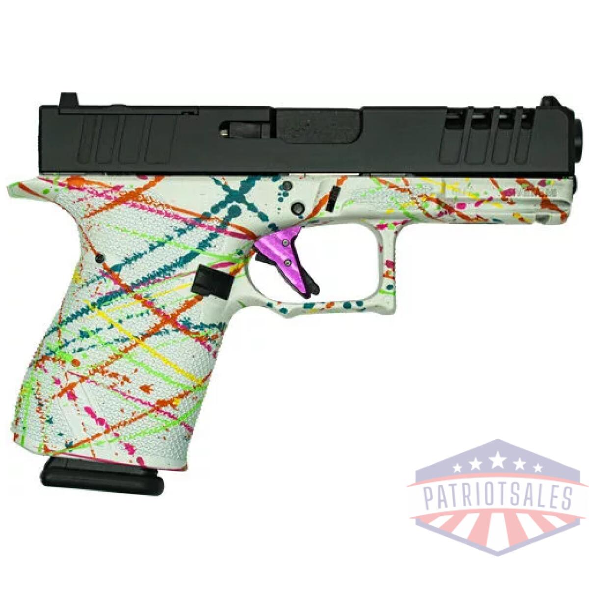 Glfa 19 striker 9mm 4" 15 shot - blk slide splatter white frame - image 1