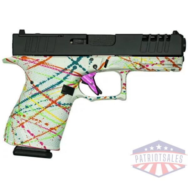 GLFA 19 STRIKER 9MM 4" 15 SHOT - BLK SLIDE SPLATTER WHITE FRAME