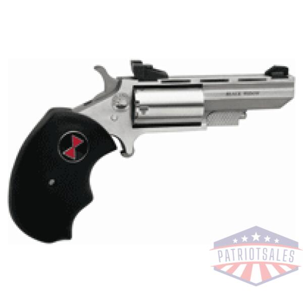 NAA "BLACK WIDOW" MINI-REVOLVR - 22WMR 2" AS S/S BLACK RUBBER