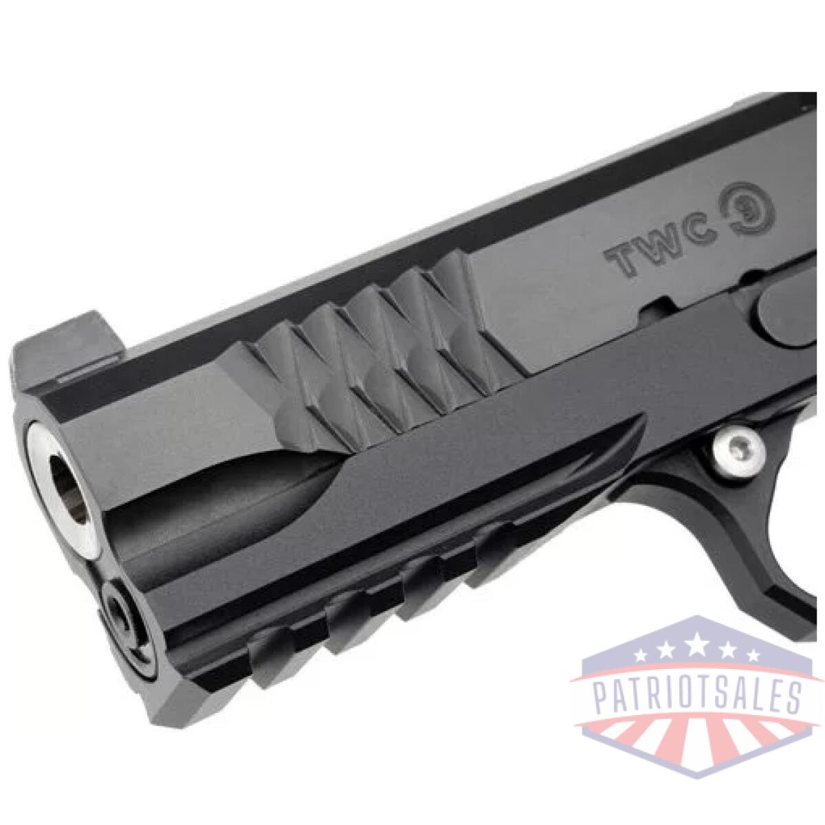 Gtwc9425_muzzle_left - jacob grey twc 1911 4. 25" 9mm - optic ready xs tritium sght bl - gtwc9425 muzzle left