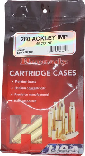 HORNADY UNPRIMED CASES 280 - ACKLEY IMPROVED 50 PACK 5PK/CS