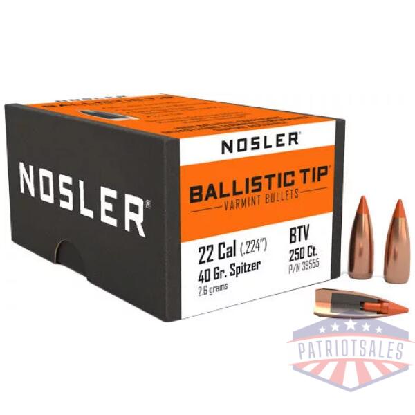 NOSLER BULLETS 22 CAL .224 - 40GR BALLISTIC TIP 250CT