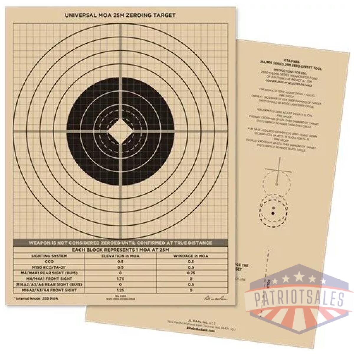 All-weather 25m multipurpose zeroing target - universal moa - 100 pack - image 1