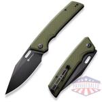 GlideStrike Thumb Hole Folding Knife 3.74"" Black 9Cr18MoV Clip Point Plain Edge Blade, OD Green G10 Handle