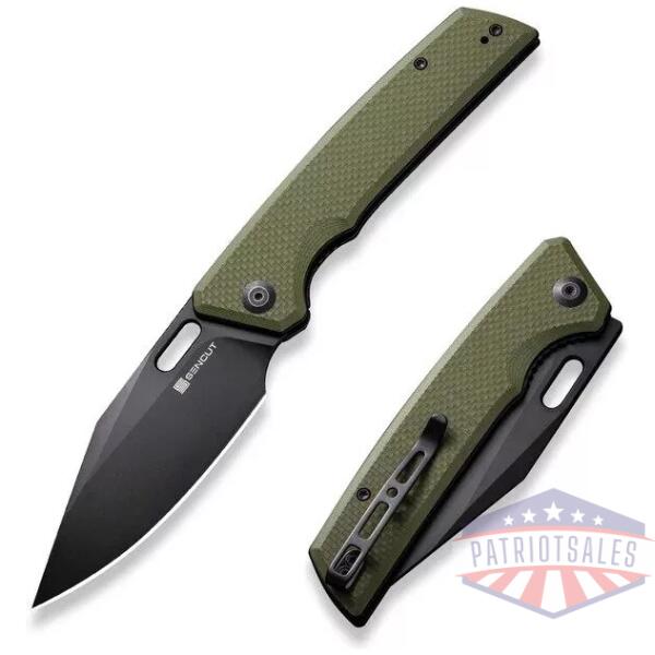 GlideStrike Thumb Hole Folding Knife 3.74"" Black 9Cr18MoV Clip Point Plain Edge Blade, OD Green G10 Handle