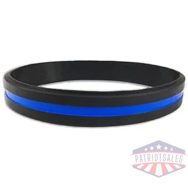 Thin Blue Line Silicone Bracelet, 8 Inch