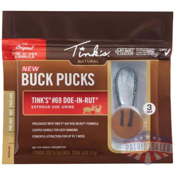 TINKS DEER LURE #69 DOE-IN-RUT - BUCK PUCKS SCENT HANGER 3PK