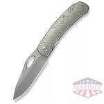WEKNIFE Inmate Front Flipper & Thumb Hole Knife Gray Titanium Handle & Raindrops (3.7"" Stonewashed CPM 20CV Blade)