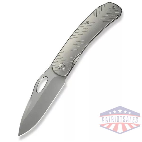 WEKNIFE Inmate Front Flipper & Thumb Hole Knife Gray Titanium Handle & Raindrops (3.7"" Stonewashed CPM 20CV Blade)